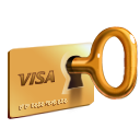 иконка secure payment, пластиковая карата, карточка, дебетовая карата, виза, ключ,