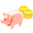 иконки money pig, money, деньги, свинья копилка,