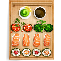иконки суши, еда,