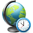 иконки network time, мировое время, глобус, часы,