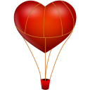 иконка воздушный шар, сердце, любовь, fire ballon,