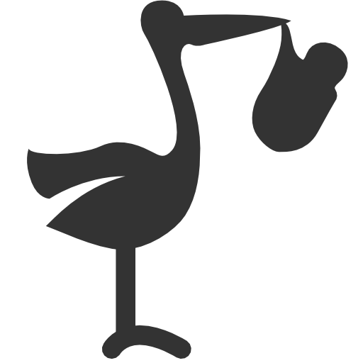 иконка аист, stork with bundle,