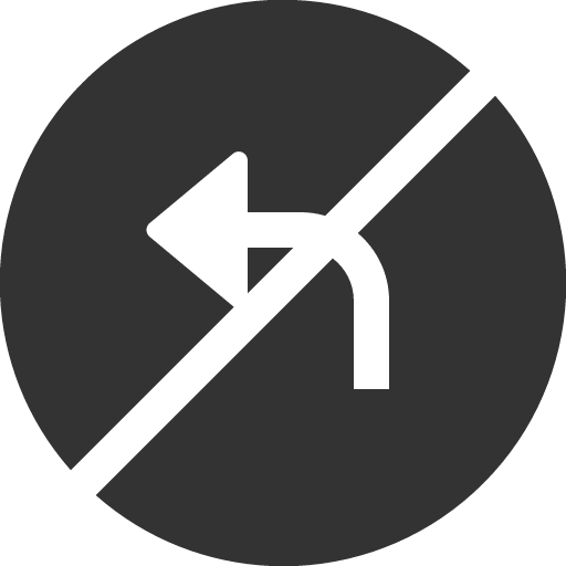 иконка sign no left turn, sign, no, left, стрелка, turn, вращать,