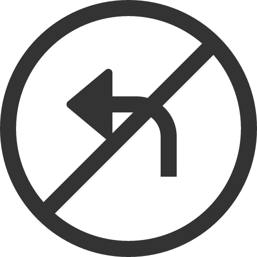 иконка sign no left turn, sign, no, left, стрелка, turn, вращать,