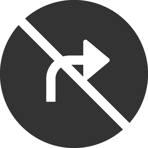 иконка sign no right turn, sign, no, right, стрелка, turn, вращать,