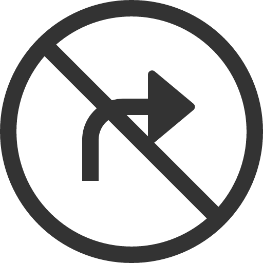 иконка sign no right turn, sign, no, right, стрелка, turn, вращать,