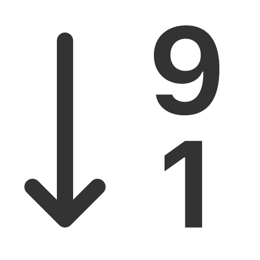 иконка sort numeric down, sort, numeric, down, стрелка,