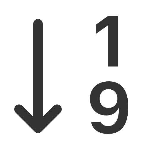 иконка sort numeric down, sort, numeric, down, стрелка,