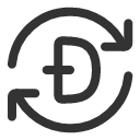 иконка dogecoin rotate out, dogecoin, rotate, вращать, out