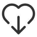 иконки heart arrow down, heart, сердце, arrow, стрелка, down
