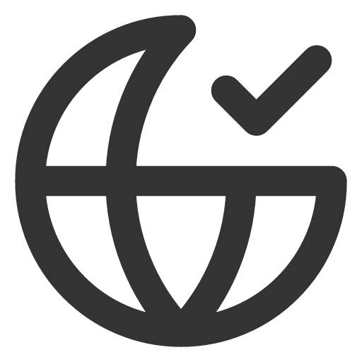 иконка globe check, globe, интернет, check, галочка,
