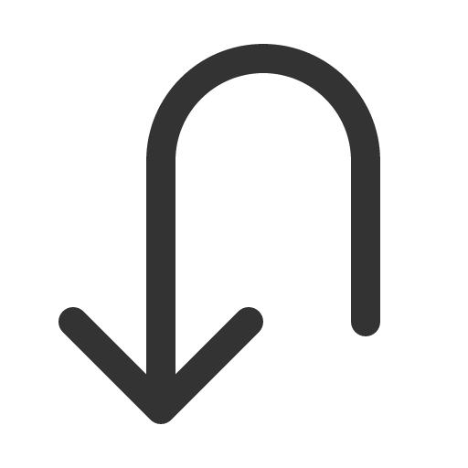 иконка arrow u left down, arrow, стрелка, left, down,