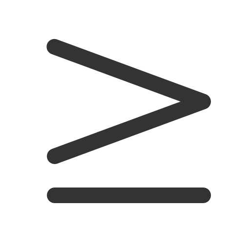 иконка greater than or equal, greater, than, or, equal,