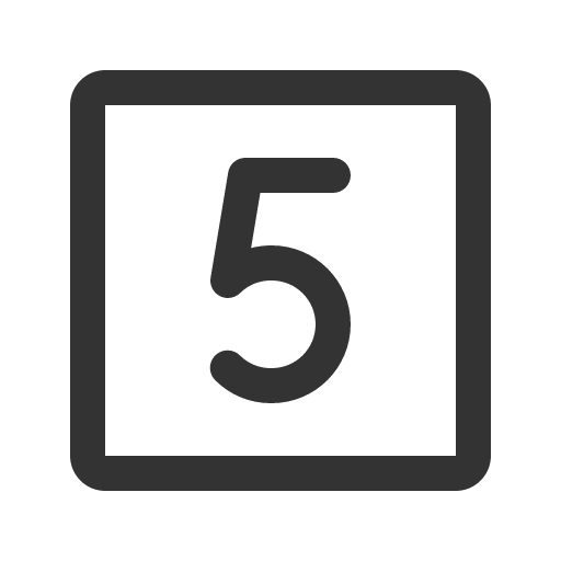 иконка number square five, number, square, five,