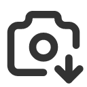 иконка camera down, camera, фотоаппарат, down, стрелка