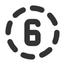 иконки circle dashed number 6, circle, dashed, number