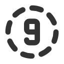 иконки circle dashed number 9, circle, dashed, number