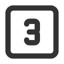 иконки square number 3, square, number