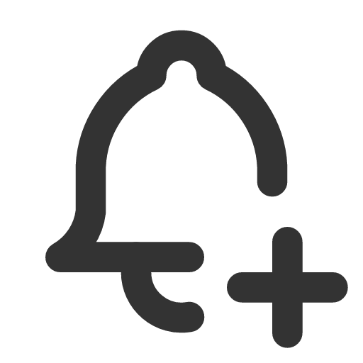 иконка bell plus, bell, колокольчик, plus, плюс,