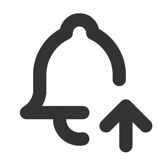 иконка bell up, bell, колокольчик, up, стрелка вверх,