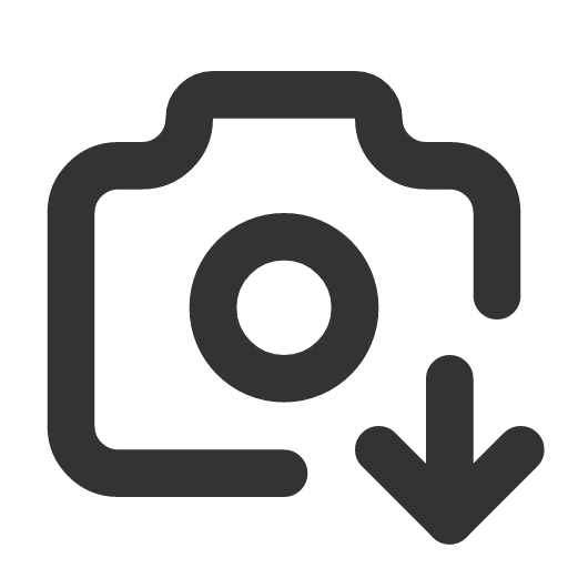 иконка camera down, camera, фотоаппарат, down, стрелка,