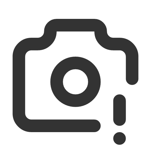 иконка camera exclamation, camera, фотоаппарат, exclamation, предупреждение,
