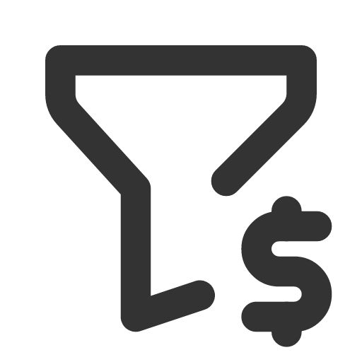 иконка filter dollar, filter, dollar, доллар,