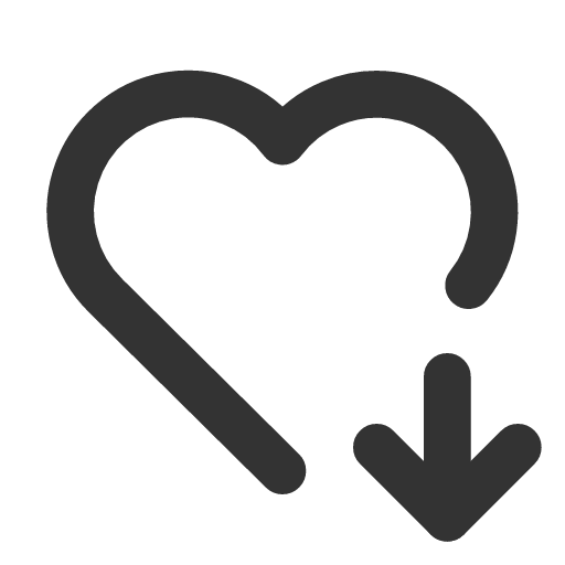 иконка heart down, heart, сердце, down, стрелка,