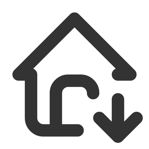 иконка home down, home, дом, down, стрелка,