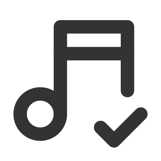 иконка music check, music, музыка, check, галочка,