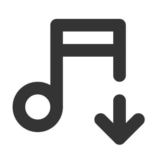 иконка music down, music, музыка, down, стрелка,