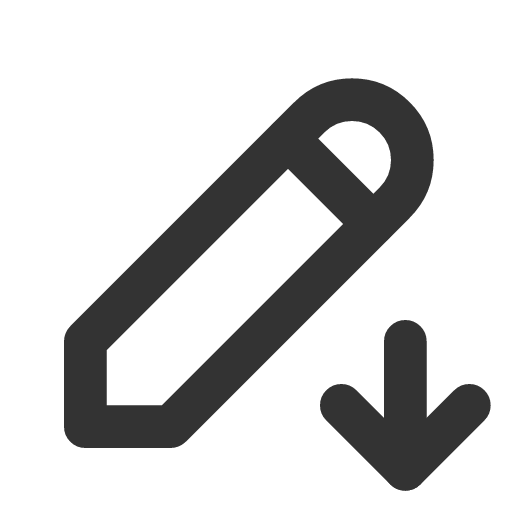 иконка pencil down, pencil, down, стрелка,