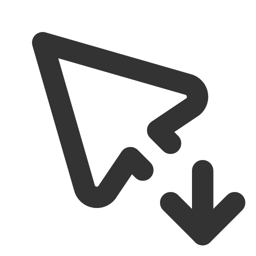 иконка pointer down, pointer, поиск, down, стрелка,
