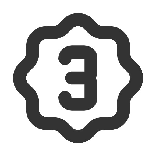 иконка rosette number 3, rosette, number,