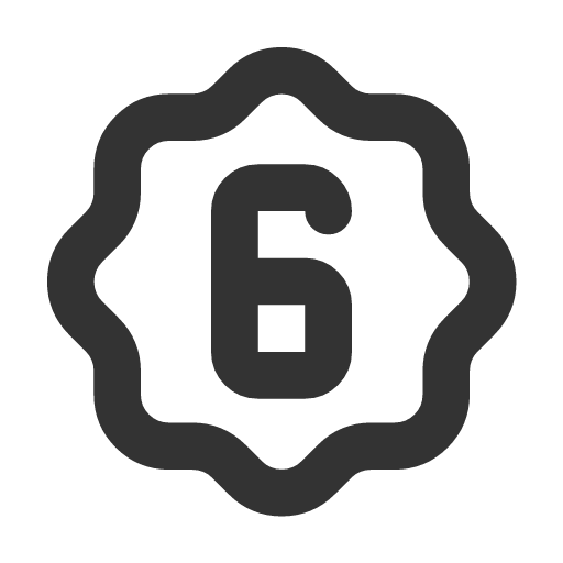 иконка rosette number 6, rosette, number,