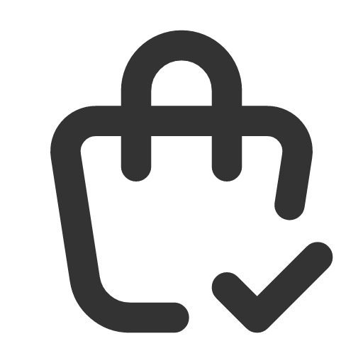 иконка shopping bag check, shopping, шоппинг, bag, сумка, check, галочка,