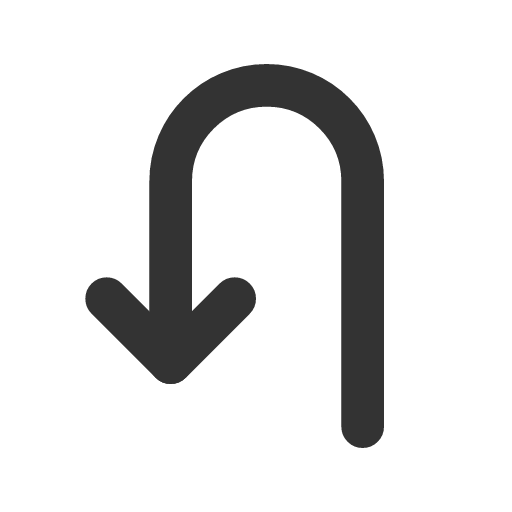 иконка u turn left, turn, вращать, left, стрелка,