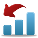 иконка уменьшение, падение, график, статистика, decrease